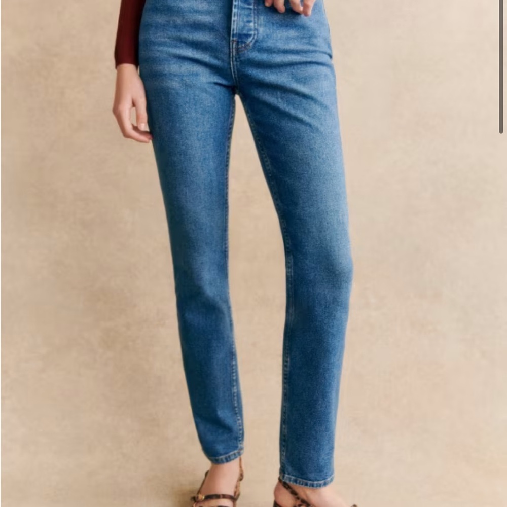 Sezane Blue Straight Leg Jeans High-Rise